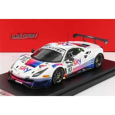 LOOKSMART FERRARI 488 GT3 EVO TEAM SKY-TEMPESTA RACING N 93 24h SPA 2021 C.FROGGATT - J.HUI - E.CHEEVER - M.CRESSONI - WHITE 1/4