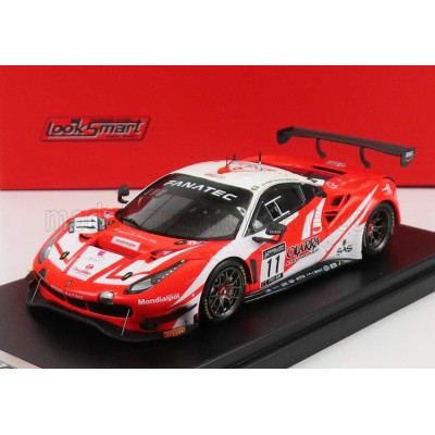 LOOKSMART FERRARI 488 GT3 EVO TEAM KESSEL RACING N 11 24h SPA 2021 D.FUMANELLI - G.RODA - T.KOHMANN - RED FLUO WHITE 1/43