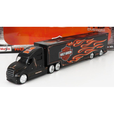 MAISTO TRUCK H-D HAULERS TRUCK HARLEY DAVIDSON CAR TRANSPORTER 2021 - BLACK 1/64