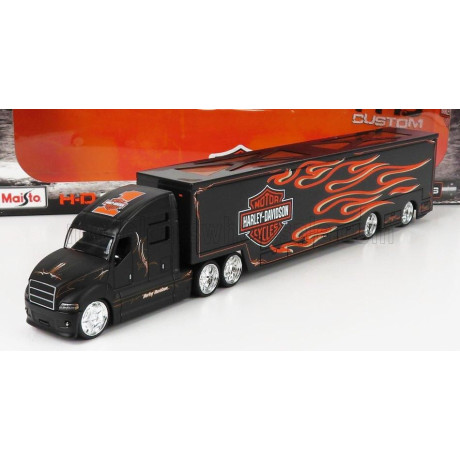 MAISTO TRUCK H-D HAULERS TRUCK HARLEY DAVIDSON CAR TRANSPORTER 2021 - BLACK 1/64