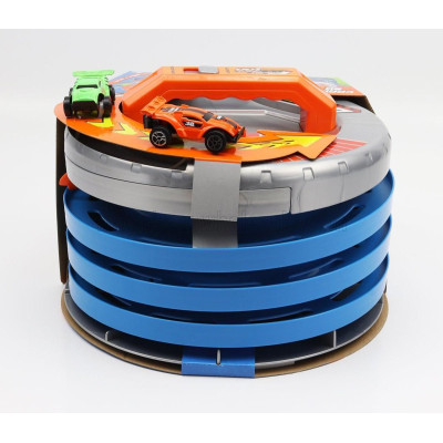 MAISTO ACCESSORIES DIORAMA - GO FAST GARAGE WITH 2X CARS INCLUDED - ORANGE 1/64