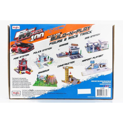 MAISTO ACCESSORIES DIORAMA - SET BUILD RACE TRACK WITH CAR - ORANGE GREY 1/43