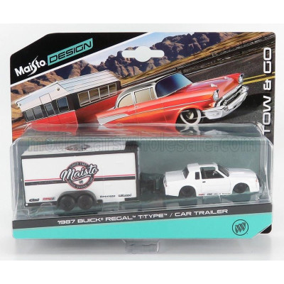 MAISTO BUICK REGAL WITH TRAILER 1987 - WHITE BLACK 1/64
