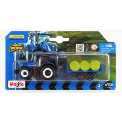 MAISTO NEW HOLLAND T7-315 TRACTOR WITH TRAILER 2018 - BLUE GREEN 1/64