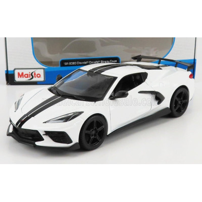 MAISTO CHEVROLET CORVETTE STINGRAY COUPE HIGH WING 2020 - WHITE 1/24