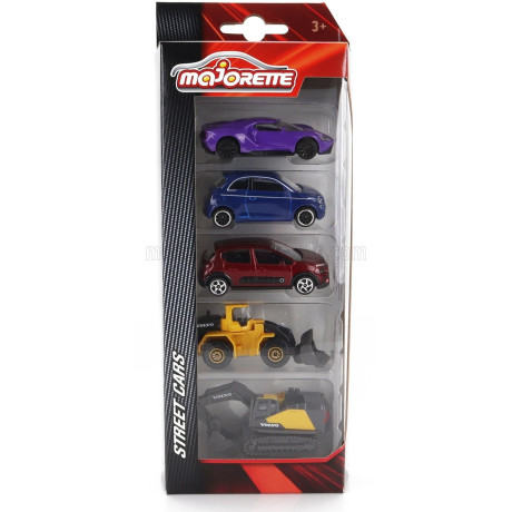 MAJORETTE FORD USA SET 5X GT - 500e ELECTRIC CAR 2020 - CITROEN DS3 - VOLVO RUSPA GOMMATA SCRAPER - ESCAVATORE EXCAVATOR - VARIO