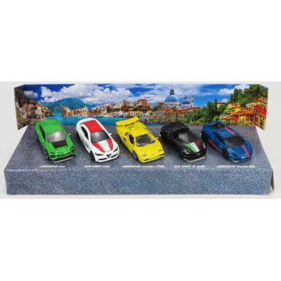 MAJORETTE LAMBORGHINI SET ASSORTMENT 5 PIECES ITALY DREAMS CARS - URUS - COUNTACH LP400 - HURACAN AVIO - ALFA ROMEO GIULIA - 4C