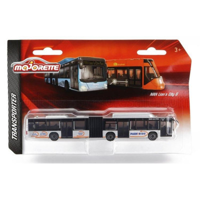 MAJORETTE MAN LION'S CITY 6 AUTOBUS SNODATO A SOFFIETTO 2010 - SILVER BLACK ORANGE 1/64