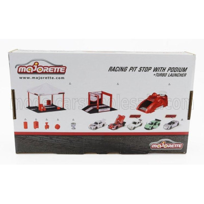 MAJORETTE PORSCHE SET AREA SERVICE CANOPY + PODIO PODIUM + LANCIATORE + 5X PORSCHE - VARIOUS 1/64