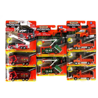 MATCHBOX TRUCK SET ASSORTMENT 8 PIECES - 2X GARBAGE KING XL - SCALA FIRE ENGINE - 3X GMC 3500 - 2X C8500 TRIMMING - VARIOUS 1/64