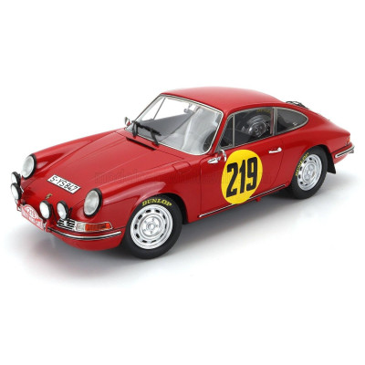 MATRIX SCALE MODELS PORSCHE 911S 2.0L COUPE N 219 3rd RALLY MONTECARLO 1967 VIC ELFORD - DAVID STONE - RED 1/18