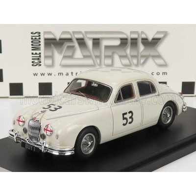 MATRIX SCALE MODELS JAGUAR MKII 3.4 LITRE N 53 2nd SIVERSTONE ANNUAL INTERNATIONAL TROPHY MEETING 1959 - WHITE 1/43