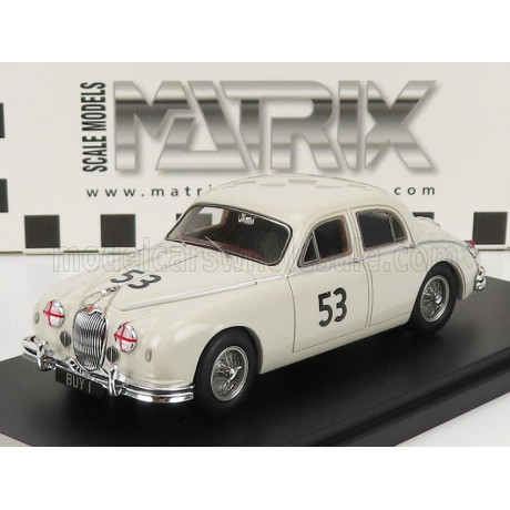 MATRIX SCALE MODELS JAGUAR MKII 3.4 LITRE N 53 2nd SIVERSTONE ANNUAL INTERNATIONAL TROPHY MEETING 1959 - WHITE 1/43