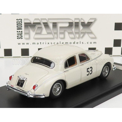 MATRIX SCALE MODELS JAGUAR MKII 3.4 LITRE N 53 2nd SIVERSTONE ANNUAL INTERNATIONAL TROPHY MEETING 1959 - WHITE 1/43