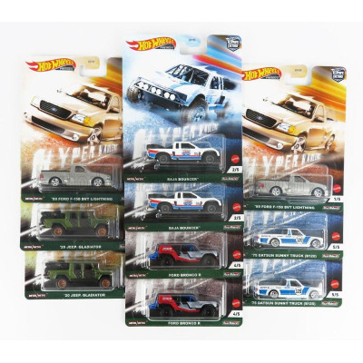 MATTEL HOT WHEELS JEEP SET ASSORTMENT 10 PIECES - 2X GLADIATOR 2020 - 2X FORD BRONCO R - 2X FORD F-150 SVT LIGHTNING 1999 - 2X D