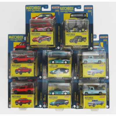 MATTEL HOT WHEELS CHEVROLET SET ASSORTMENT 8 PIECES - 2X C-10 PICK-UP - 2X DODGE RAM PICK-UP - 2X SUBARU SVX - 1X FORD PICK-UP -