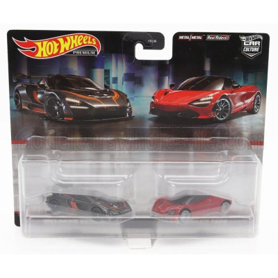 MATTEL HOT WHEELS McLAREN SET 2X SENNA 2019 + 720S 2019 - RED BLACK GREY 1/64