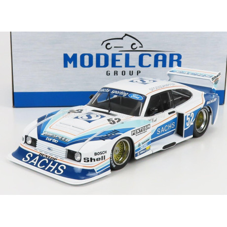 MCG FORD ENGLAND CAPRI TURBO Gr.5 TEAM SACHA N 52 DRM ZOLDER 1979 H.HEYER - WHITE 2 TONE BLUE 1/18