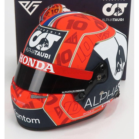 MINI HELMET BELL HELMET F1  CASCO HELMET AT02 HONDA RA620H TEAM ALPHA TAURI N 10 SEASON 2021 PIERRE GASLY - RED BLACK 1/2