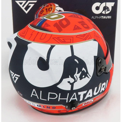 MINI HELMET BELL HELMET F1  CASCO HELMET AT02 HONDA RA620H TEAM ALPHA TAURI N 10 SEASON 2021 PIERRE GASLY - RED BLACK 1/2