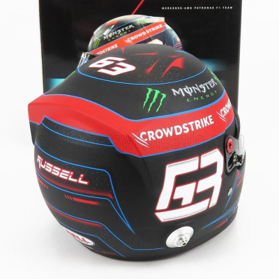 MINI HELMET BELL HELMET F1  CASCO HELMET GEORGE RUSSEL - MERCEDES AMG PETRONAS SEASON 2022 - BLACK RED 1/2