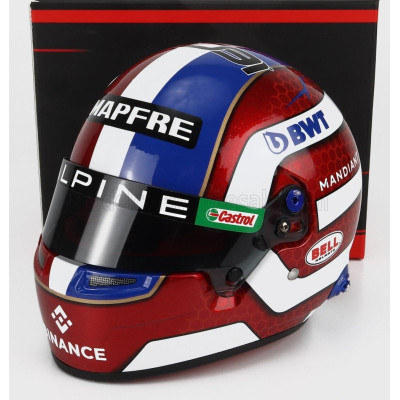 MINI HELMET BELL HELMET F1  CASCO HELMET RENAULT A522 TEAM ALPINE BWT N 31 SEASON 2022 ESTEBAN OCON - RED WHITE 1/2