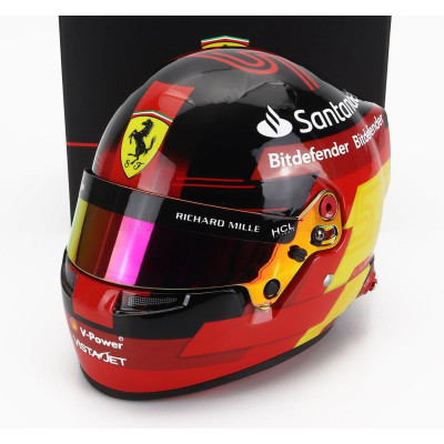 MINI HELMET BELL HELMET F1  CASCO HELMET FERRARI SF-23 TEAM SCUDERIA FERRARI N 55 SEASON 2023 CARLOS SAINZ - RED YELLOW BLACK 1/