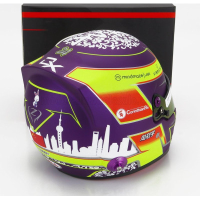 MINI HELMET BELL HELMET F1  CASCO HELMET ALFA ROMEO C43 TEAM STAKE N 24 SEASON 2023 GUANYU ZHOU - PURPLE WHITE YELLOW 1/2