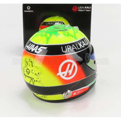MINI HELMET SCHUBERTH HELMET F1 CASCO HELMET VF-21 TEAM URALKALI N 47 SEASON 2021 MICK SCHUMACHER - GREEN RED BLACK YELLOW 1/2