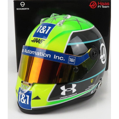 MINI HELMET SCHUBERTH HELMET F1 CASCO HELMET VF-22 TEAM HAAS N 47 SEASON 2022 MICK SCHUMACHER - GREEN BLACK YELLOW 1/2
