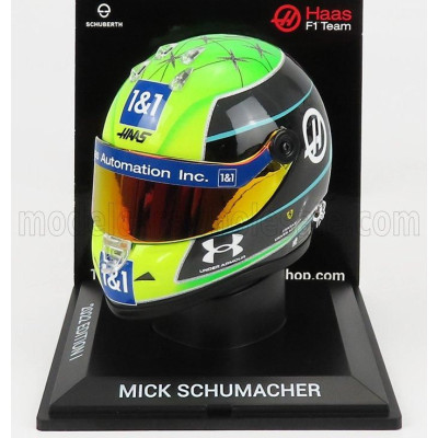 MINI HELMET SCHUBERTH HELMET F1 CASCO HELMET VF-22 TEAM HAAS N 47 SEASON 2022 MICK SCHUMACHER - GREEN BLACK YELLOW 1/4