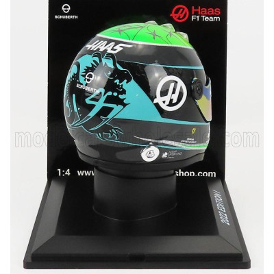 MINI HELMET SCHUBERTH HELMET F1 CASCO HELMET VF-22 TEAM HAAS N 47 SEASON 2022 MICK SCHUMACHER - GREEN BLACK YELLOW 1/4