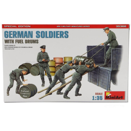 MINIART FIGURES GERMAN SOLDIERS MILITARY WITH FUEL DRUMS 1945 1/35