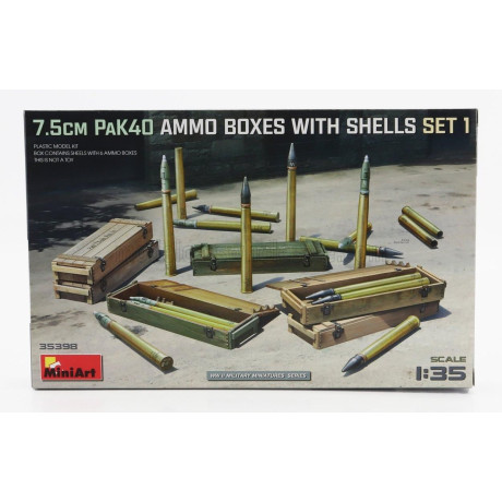 MINIART ACCESSORIES 7.5 CM PAK 40 AMMO BOXES WITH SHELLS MILITARY SET I 1945 1/35