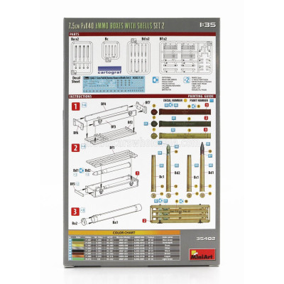 MINIART ACCESSORIES MILITARY 7.5CM PAK40 AMMO BOXES WITH SHELLS SET 2 1/35