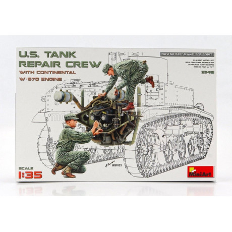 MINIART FIGURES TANK REPAIR CREW WITH ENGINE 1945 1/35