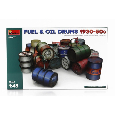 MINIART ACCESSORIES FUEL AND OIL DRUMS 1930-50s 1/48