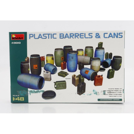MINIART ACCESSORIES PLASTIC BARRELS & CANS 1/48