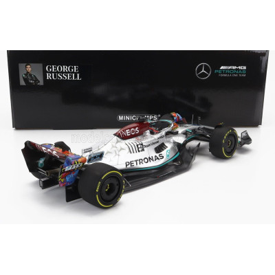 MINICHAMPS MERCEDES GP F1 W13E TEAM MERCEDES-AMG PETRONAS F1 N 63 MIAMI GP 2022 GEORGE RUSSEL - SILVER GREEN 1/18