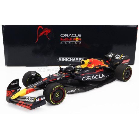 MINICHAMPS RED BULL F1  RB18 TEAM ORACLE RED BULL RACING N 1 WINNER MEXICO GP WORLD CHAMPION 2022 MAX VERSTAPPEN - MATT BLUE YEL