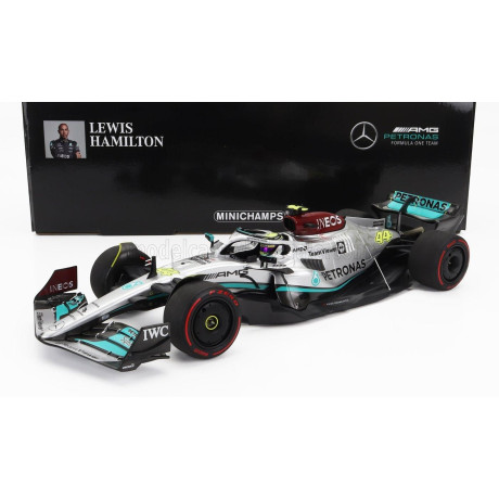 MINICHAMPS MERCEDES GP F1 W13E TEAM MERCEDES-AMG PETRONAS F1 N 44 2nd BRAZILIAN GP 2022 LEWIS HAMILTON - SILVER GREEN 1/18