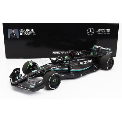 MINICHAMPS MERCEDES GP F1 W14 TEAM MERCEDES-AMG PETRONAS FORMULA ONE N 63 SEASON 2023 GEORGE RUSSEL - MATT BLACK 1/18
