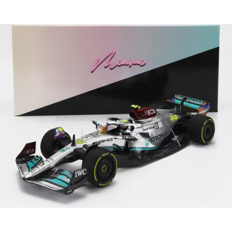 MINICHAMPS MERCEDES GP F1 W13E TEAM MERCEDES-AMG PETRONAS F1 N 44 6th MIAMI GP 2022 LEWIS HAMILTON - SILVER GREEN 1/18