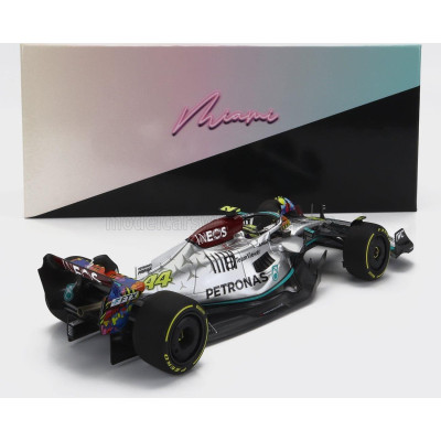 MINICHAMPS MERCEDES GP F1 W13E TEAM MERCEDES-AMG PETRONAS F1 N 44 6th MIAMI GP 2022 LEWIS HAMILTON - SILVER GREEN 1/18