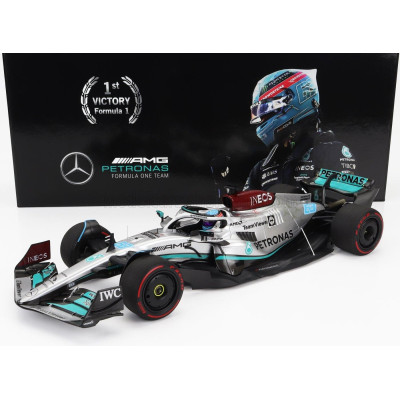 MINICHAMPS MERCEDES GP F1 W13E TEAM MERCEDES-AMG PETRONAS F1 N 63 (first f1 win) WINNER BRAZILIAN GP 2022 GEORGE RUSSEL - SILVER