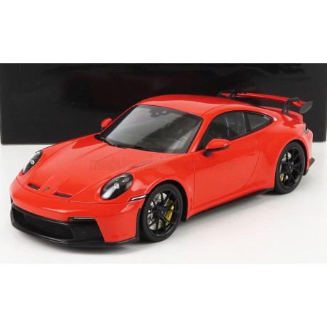 MINICHAMPS PORSCHE 911 992 GT3 COUPE 2021 - BLACK WHEELS - ORANGE 1/18
