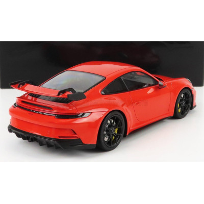 MINICHAMPS PORSCHE 911 992 GT3 COUPE 2021 - BLACK WHEELS - ORANGE 1/18
