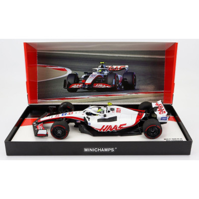 MINICHAMPS HAAS F1  VF-22 FERRARI TEAM HAAS N 47 11th BAHRAIN GP 2022 MICK SCHUMACHER - WHITE BLACK RED 1/18