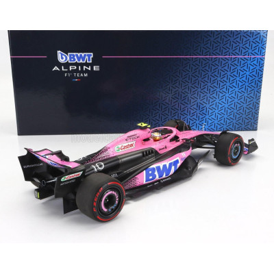 MINICHAMPS ALPINE F1  A523 TEAM BWT ALPINE N 10 9th BAHRAIN GP WITH PIT BOARD 2023 PIERRE GASLY - PINK BLACK BLUE 1/18