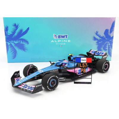 MINICHAMPS ALPINE F1  A523 TEAM BWT ALPINE N 10 8th MIAMI GP WITH PIT BOARD 2023 PIERRE GASLY - BLUE BLACK PINK 1/18